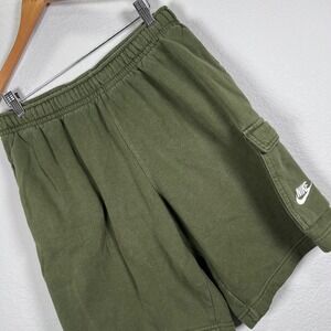 Nike Mens Cargo Shorts Olive‎ Green White Logo Casual Activewear Medium